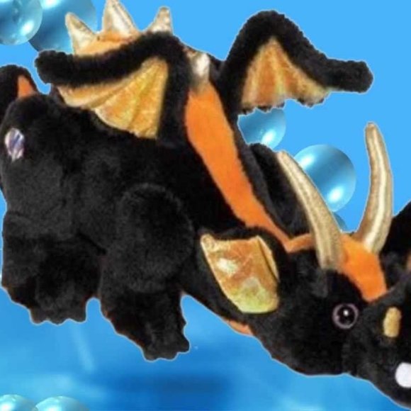 Webkinz LAVA DRAGON HM463 Black Gold Ganz Plush  USED Code - Picture 2 of 5